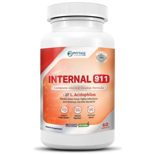 Phytage Labs Internal 911 Colon Cleanse Detox Supplement - Natural Laxative Cleanser Removes Toxins for Better Digestion and Radiant Skin - 60 Capsules Phytage LabsUS supplements