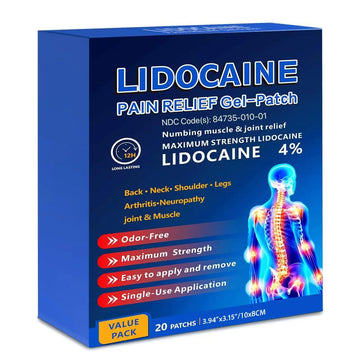 KIbabyDI Professional Lidocaine Pain Relief Patches - 20 Count | 4% Medicated Gel Patches for Targeted Joint & Muscle Comfort | Long-Lasting 12-Hour Relief, Ultra-Flexible Design -lb265 KIbabyDI Au supplements