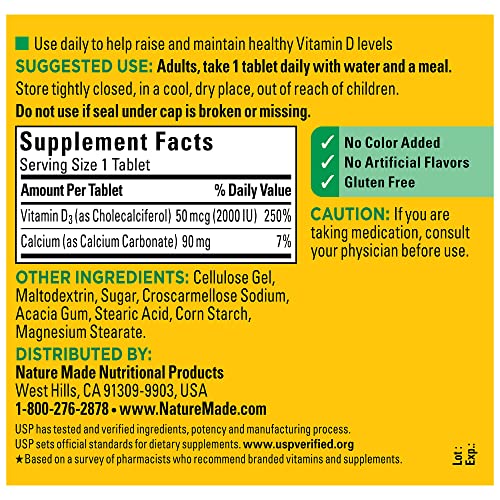 Nature Made Vitamin D3 2000 IU (50 mcg), Dietary Supplement for Bone, Teeth Nature Made Au supplements