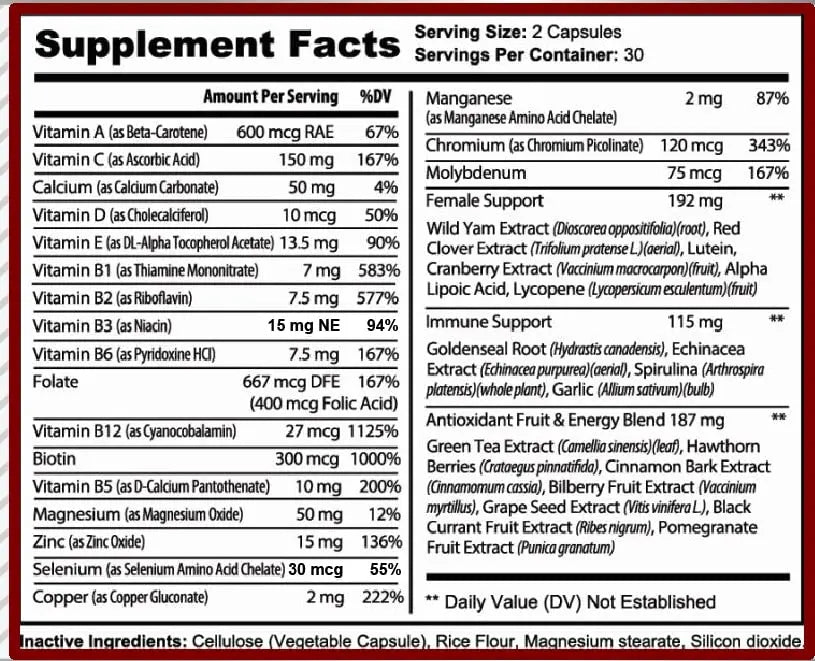 MiracleMulti Multivitamin for Women - Female Support Formula, Immune Support, Minerals, Biotin, Antioxidants & Superfoods Blend – 60 Capsules Hybrid Nutraceuticals Au supplements