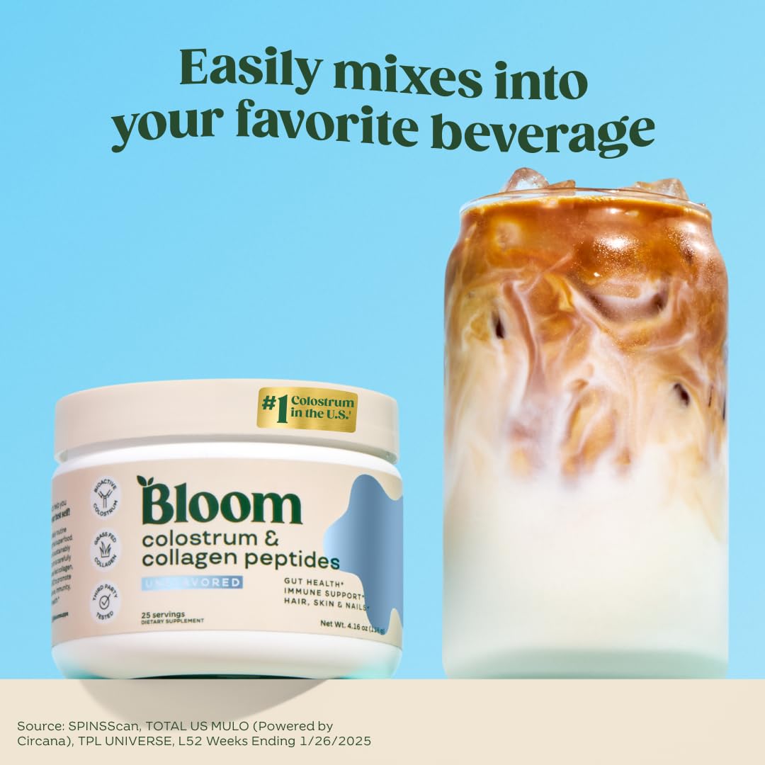 Bloom Nutrition Bovine Colostrum Powder with Vitamin B-12 for Gut Health, Immune Support, Hair Growth & Beauty Supplement | Unflavored, 25 Servings Bloom Nutrition Au supplements