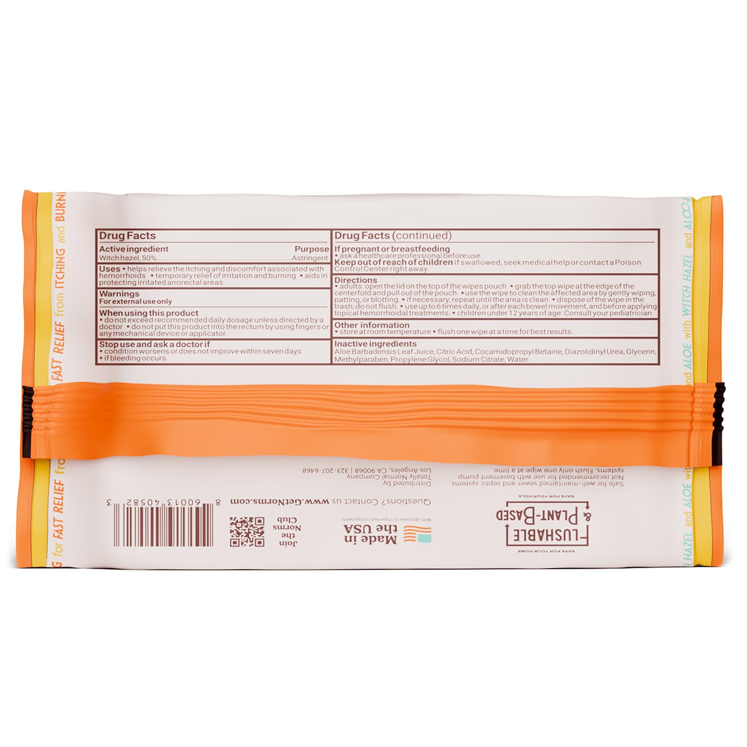 Norms Medicated Hemorrhoid Wipes with Witch Hazel and Aloe, Soothing Flushable Wipes for Itching, Burning & Swelling Relief, Hypoallergenic & Fragrance Free - 48ct (Pack of 1) Norms Au supplements