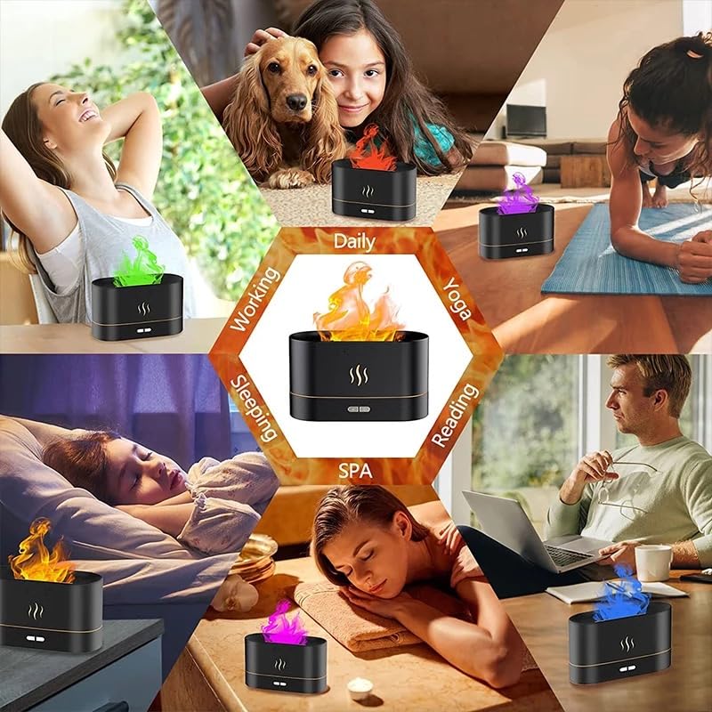 Flame Aroma Diffuser Humidifier 180ml, Oil Essential 2 Modes Brightness Aroma Humidifier Generic Au supplements
