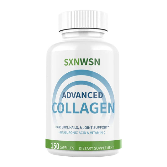 Advanced Multi Collagen Supplement with Vitamin C + Hyaluronic Acid - Hydrolyzed Collagen Peptides Supports for Skin, Joints & Hair* | Collagen Complex 150 Capsules for Women or Men SXNWSNAU supplements