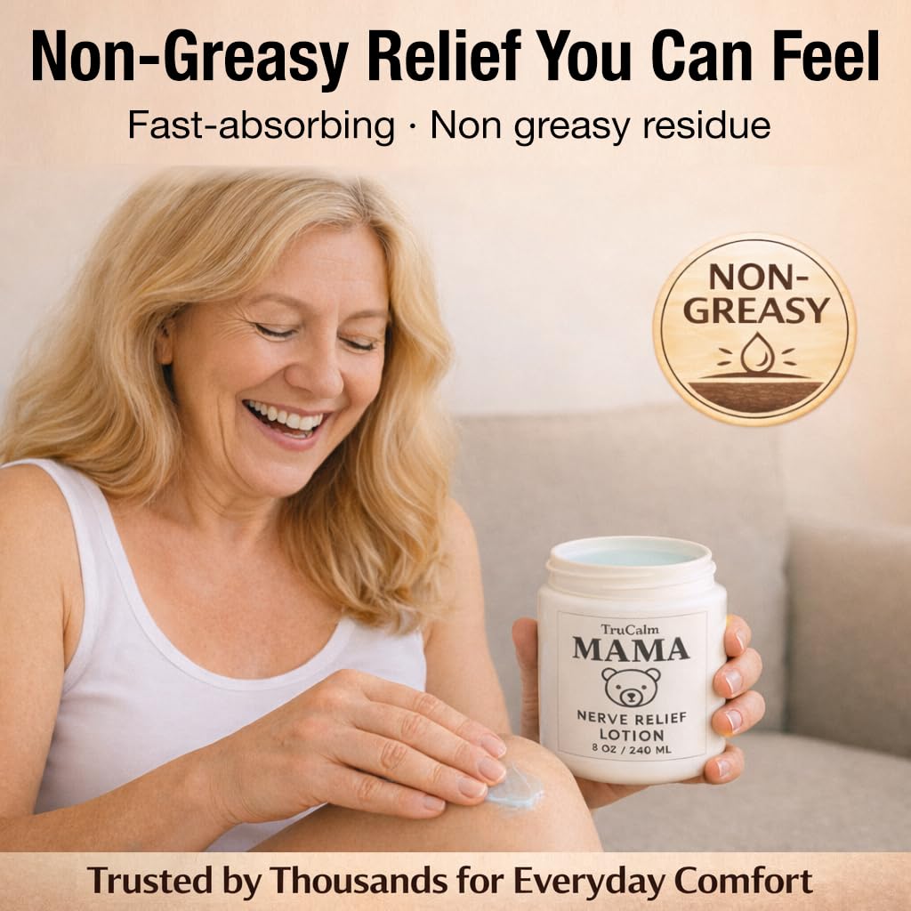 Mama Lotion – Neuropathy Nerve Relief Cream with Magnesium Chloride - Maximum Strength Comfort for Feet, Hands, Legs, Toes - Fast-Absorbing and Non-Greasy Formula for Food and Leg Comfort - 8 Oz TruCalm Mama Au supplements