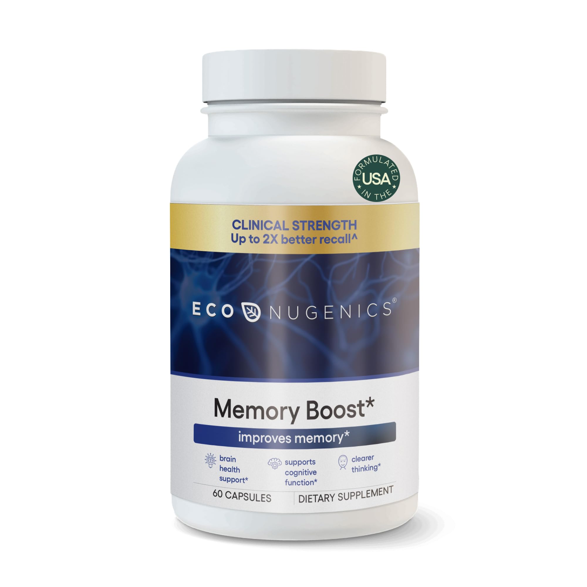 EcoNugenics Memory Boost Supplement – Clinically Studied Ingredients to Support Brain Focus & Health – Nootropic Formula with Bacopa Monnieri, Boswellia Serrata & Ginkgo Biloba Extract – 60 Capsules EcoNugenics Au supplements