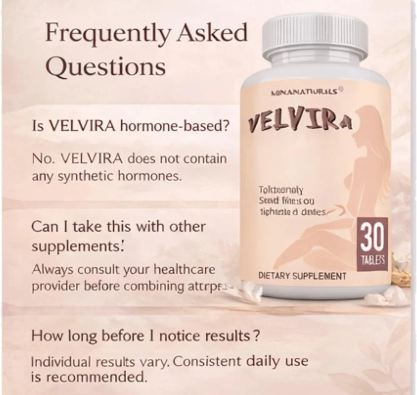 MINANATURALS VELVIRA Feminine Wellness Support Supplement for Women Herbal Rejuvenation Formula with Vitamins, Amino Acids & Collagen 30 Tablets MINANATURALS Au supplements