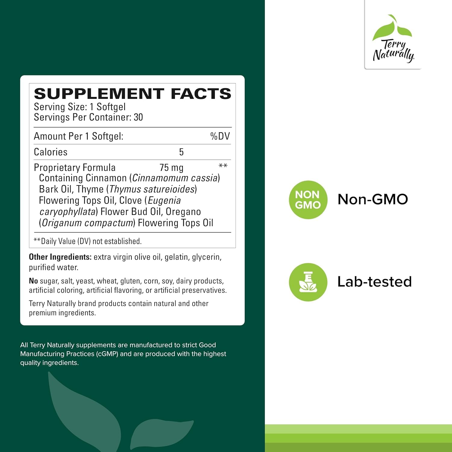 Terry Naturally Bacteril - Intestinal Support Supplement with Clove, Cinnamon, Thyme & Oregano - Immune Support Supplement with Antioxidant Support - Intestinal Support - 30 Softgels Terry Naturally Au supplements