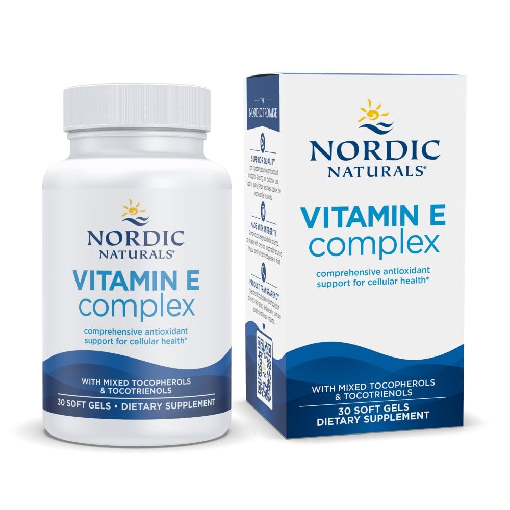 Nordic Naturals Vitamin E Complex, Unflavored - 30 Soft Gels - 6 Forms of Vitamin E for Antioxidant Support - Cellular Protection - Non-GMO - 30 Servings Nordic Naturals Au supplements