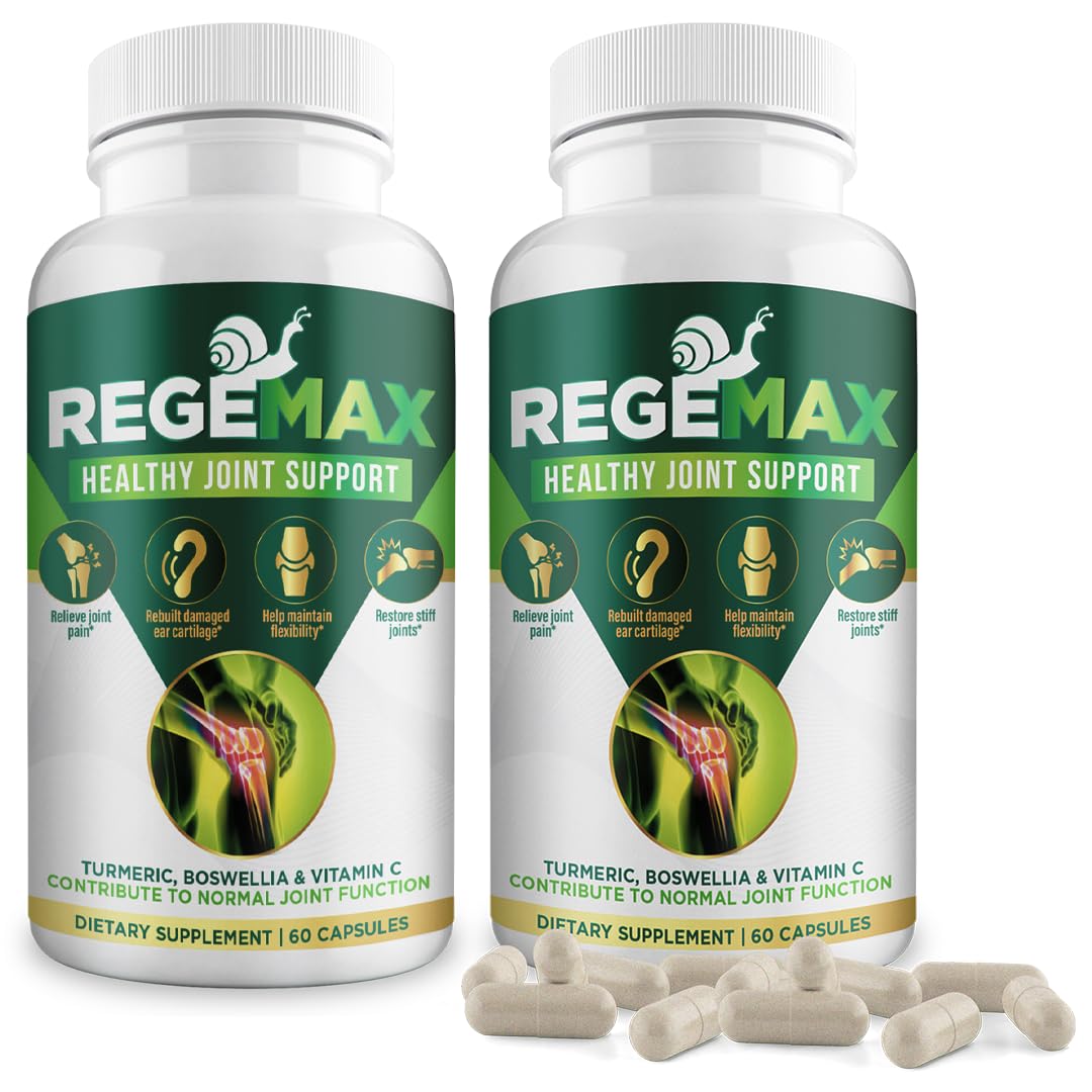 AURA VITAMINS REGEMAX regenerates and Helps Alleviate Joint discomfort Supplement, Snail Protein, Boswellia Serrata, and Turmeric – 60 Caps. (2) AURA VITAMINS Au supplements