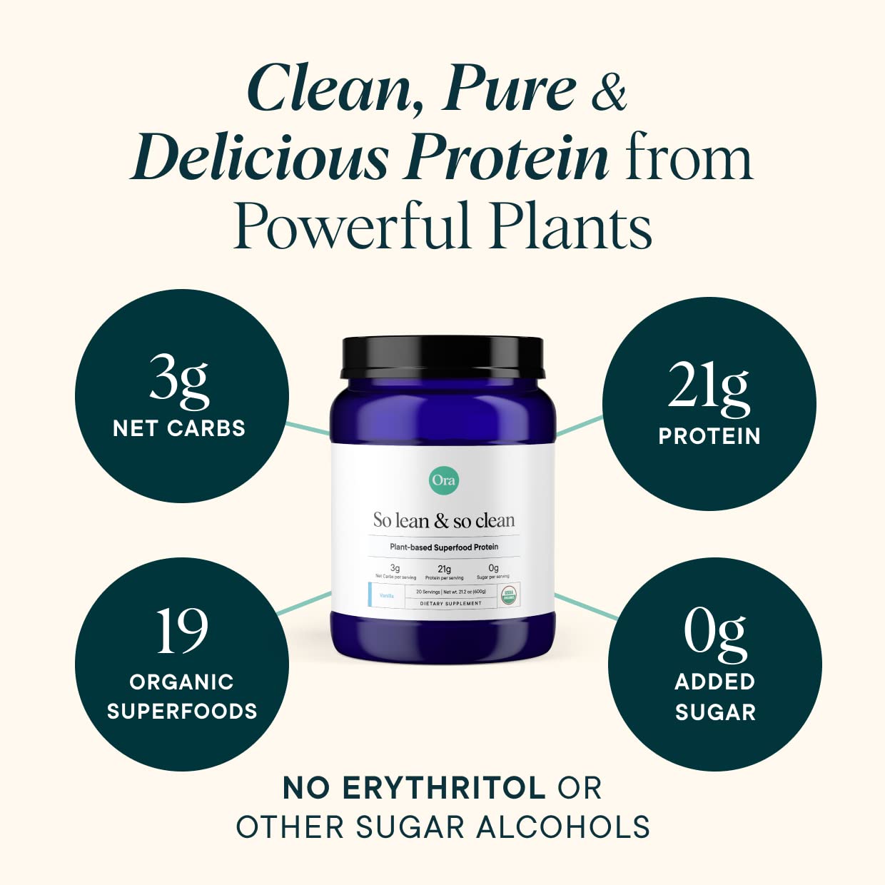 Ora Organic Protein Powder - 21g Plant-Based Protein for Women and Men Pre-Workout Ora Organic Au supplements