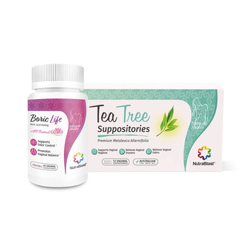 NutraBlast Boric Acid Vaginal Suppositories 600mg (30 Count) w/Tea Tree Oil Suppositories (12 Count) NutraBlast Au supplements