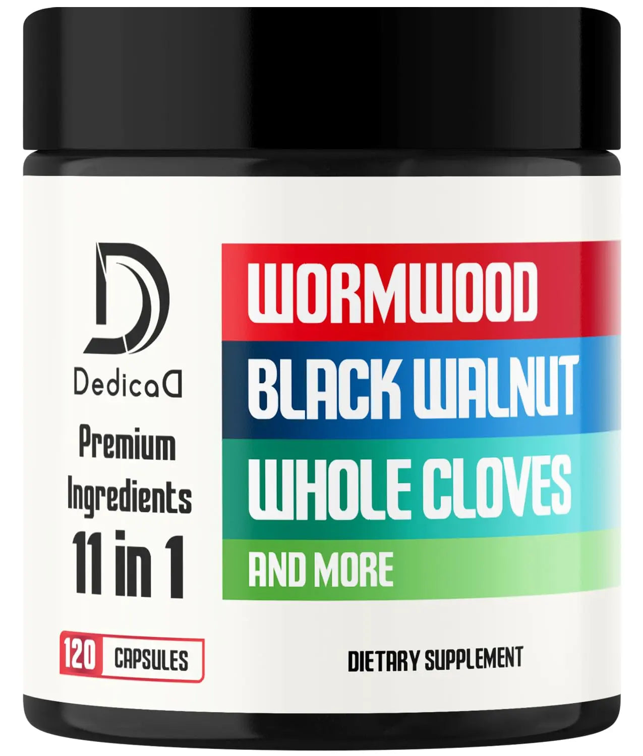 DEDICAD Wormwood Supplement - 120 Capsules Extracted from Black Walnut, Cloves, Turmeric, Apple, Berberine HCl & More - 11 Ingredients Combined for Immune System - 2-Month Supply DEDICAD Au supplements