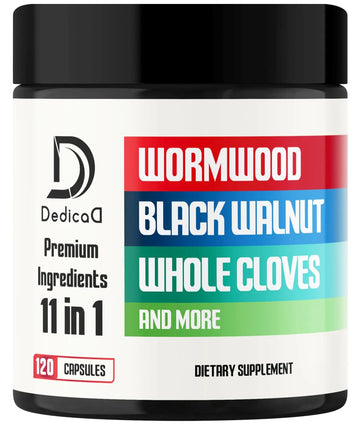 DEDICAD Wormwood Supplement - 120 Capsules Extracted from Black Walnut, Cloves, Turmeric, Apple, Berberine HCl & More - 11 Ingredients Combined for Immune System - 2-Month Supply DEDICAD Au supplements