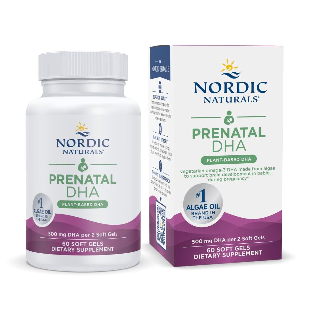 Nordic Naturals Vegan Prenatal DHA, Unflavored - 60 Soft Gels - 500 mg Plant-Based DHA - Supports Brain Development in Babies & Healthy Pregnancy - Non-GMO - 30 Servings Nordic Naturals Au supplements