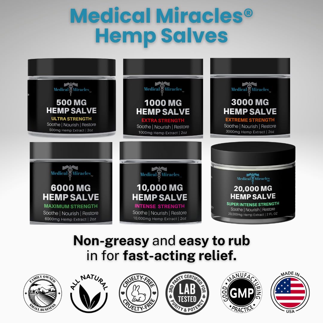 Medical Miracles Hemp 500 Mg Ultra Strength Healing Salve Ideal for Hips, Joints, Neck, Back, Elbows, Fingers, Hands, and Knees Medical Miracles Au supplements