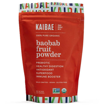 KAIBAE Premium Organic Baobab Powder | Prebiotic Fiber Superfood for Gut & Metabolic Health | Vitamin C + Polyphenols | Gluten-Free, Non-GMO, Vegan | 8 oz.