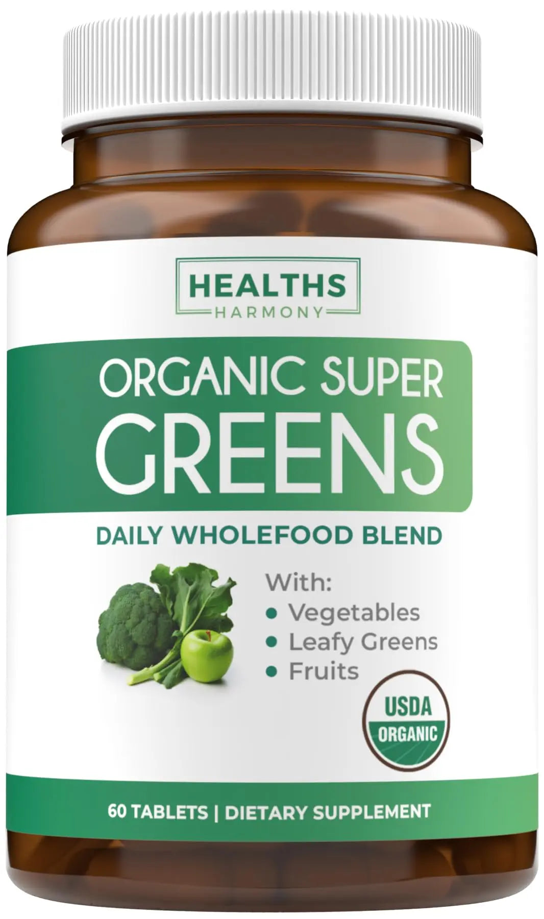 Super Greens & Vitamin C (1-Month Supply) Greens & C Synergy Bundle of Organic Super Greens Powder - Complete Superfood (60 Capsules) & & Vitamin C Immune Support (60 Vegetarian Caps)(Non-GMO) Healths Harmony Au supplements