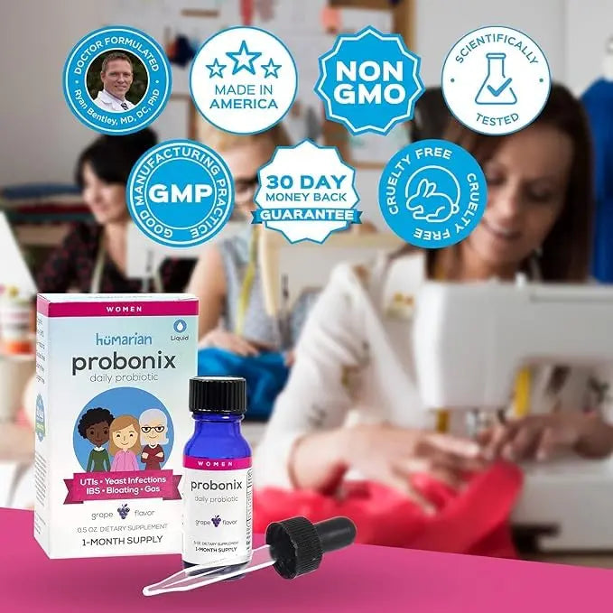 Probonix Humarian Liquid Probiotics for Women - 12-Strain Probiotic Drops to Fortify Women’s Gut Health, Vaginal Health, Immunity and Overall Wellness - 30-Day Supply - Delicious Grape Flavor Probonix Au supplements