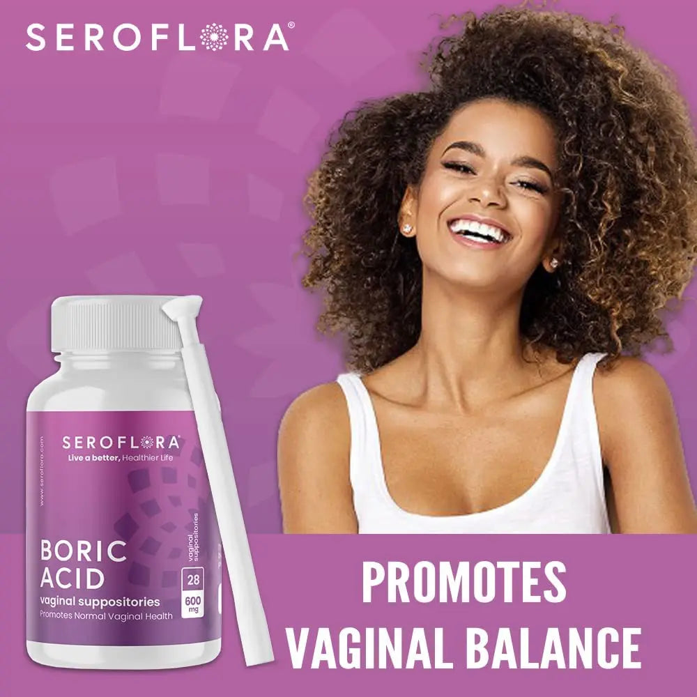 Seroflora Boric Acid Vaginal Suppositories for Women + 1 Suppository Applicator - Helps Support Vaginal Odor pH Balance, Yeast Infection and Bacterial Vaginosis Seroflora Au supplements