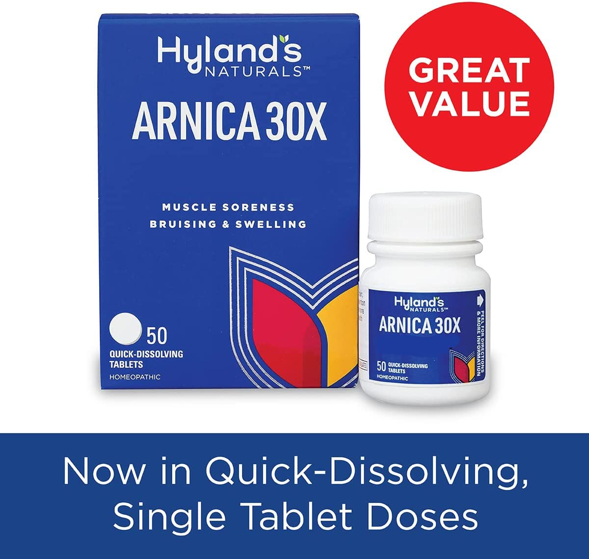 Hyland's Arnica 30x 50 Tablets (3 Pack = 150 Tablets), Bruising, Swelling, Muscle Pain Relief Hyland's Au supplements