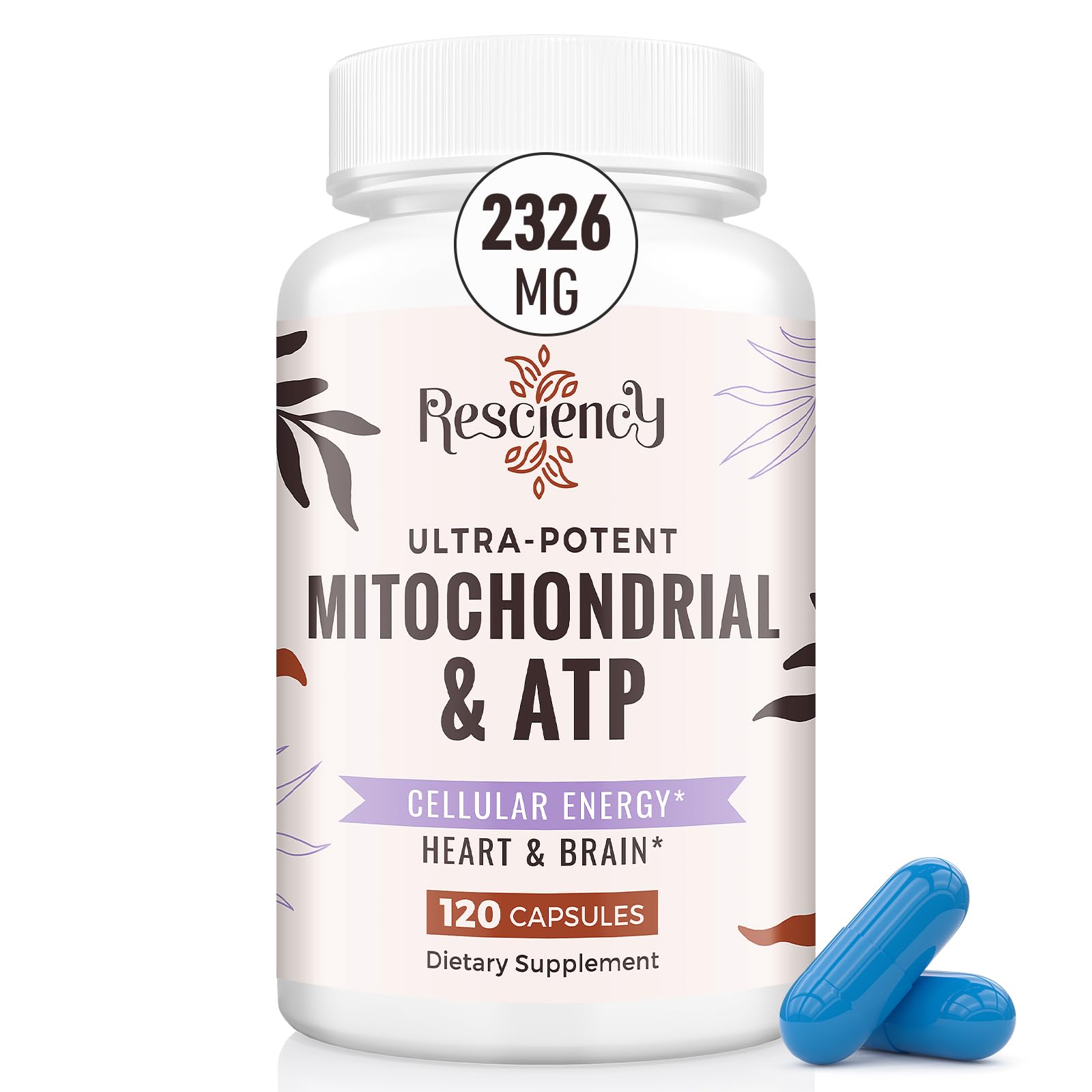 Resciency 2326 MG Mitochondrial Supplements with ATP, Vitamins, CoQ10 & PQQ, More Effective Than Creatine HMB & Nitric Oxide, Energy, Endurance, Strength, Recovery & Muscle, Organic, 120 Capsules Resciency Au supplements