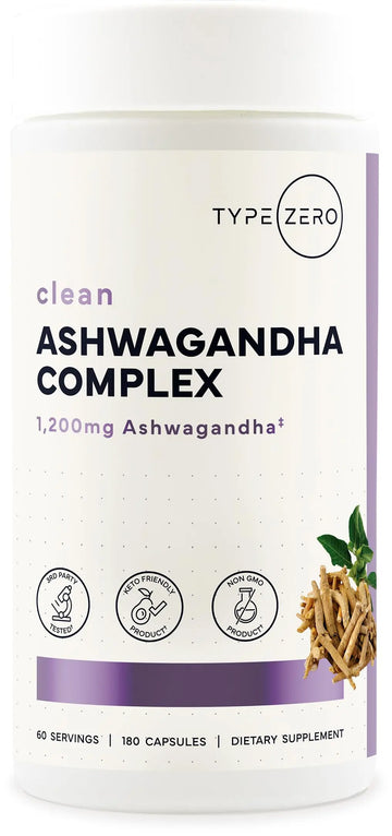 Type Zero KSM-66 Ashwagandha Root Extract 1,200mg, 60 Servings - High Potency 5% Withanolides - with Turmeric, Rhodiola Rosea and BioPerine Black Pepper Extract - 180 Veggie Caps Type Zero Au supplements