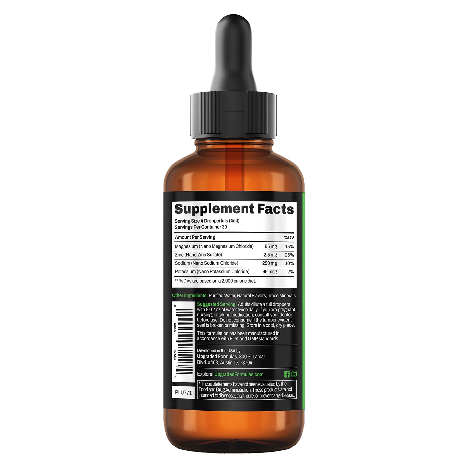 Upgraded Formulas Upgraded Charge Optimal Electrolyte Blend with Liquid Nano Minerals Dietary Supplement, 4 Fluid Ounces Upgraded Formulas Au supplements