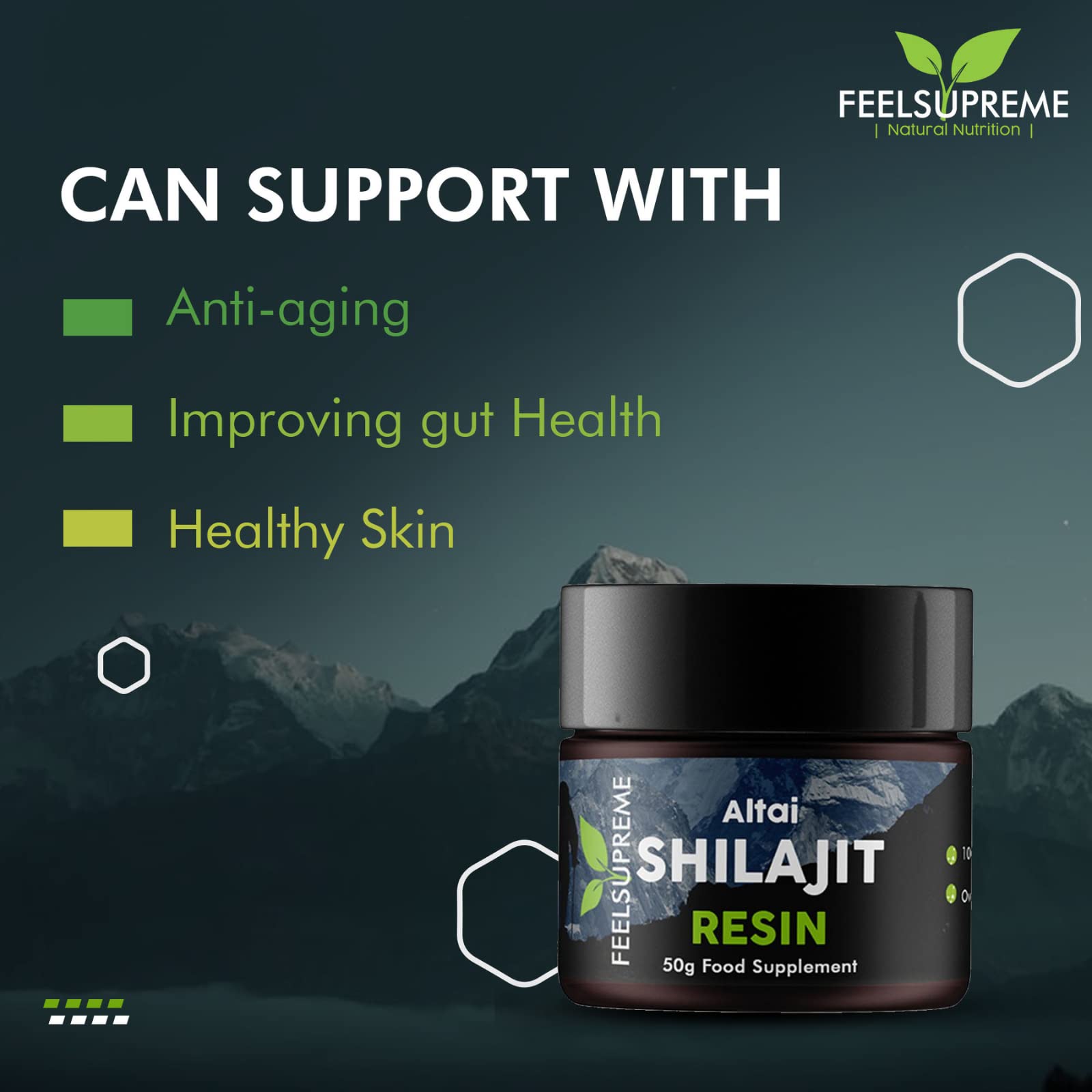 Natural Black Altai Shilajit Resin Large (50g) Pot | 100% Pure Additive Free | 80 Trace Feel Supreme Au supplements