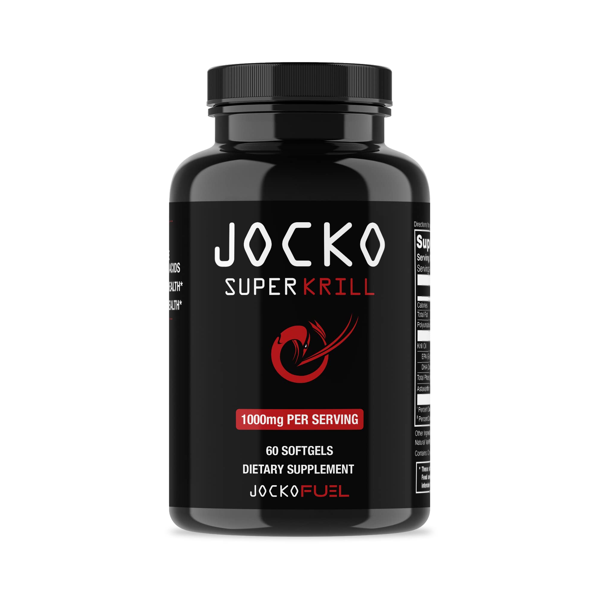 Jocko Fuel Antarctic Krill Oil Omega 3 Fatty Acid Supplements DHA & EPA - 1000mg Softgels - Supports Joints, Mobility & Mental Function (60 Softgels) Jocko Fuel Au supplements
