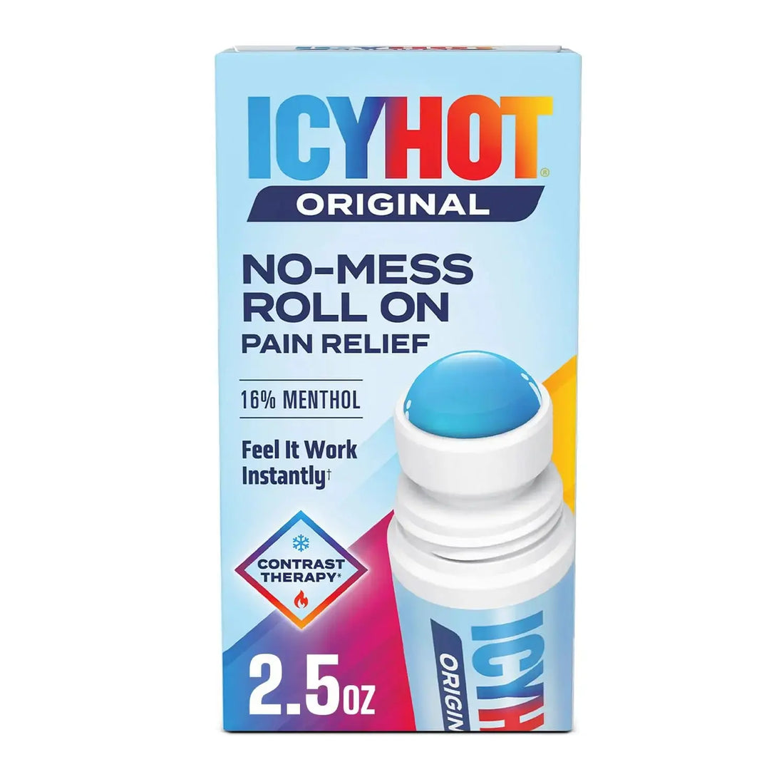 Icy Hot Original Pain Relief No-Mess Roll-On Applicator, Fast-Acting Pain Relief with Max Strength Menthol 16%, Contrast Therapy for Backaches, Joints, Muscle Strains and Arthritis, 2.5 oz Icy Hot uk supplements