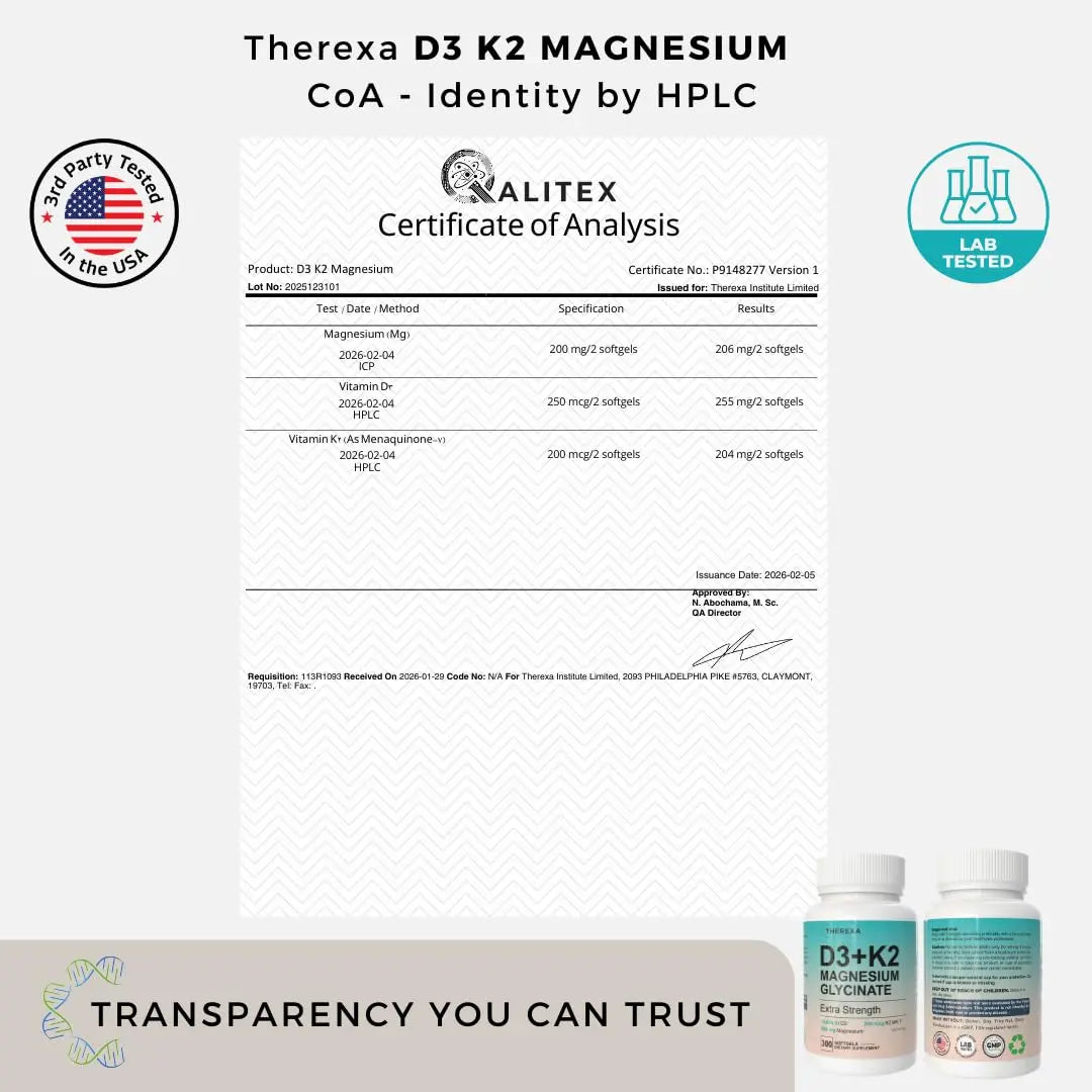 THEREXA Vitamin D3 K2 Magnesium Supplement - Extra Strength with 10000 IU Vitamin D3, Magnesium Glycinate and 200 mcg K2 MK-7 Vitamin Supplements Complex, for Women & Men - 300 Softgels THEREXA Au supplements