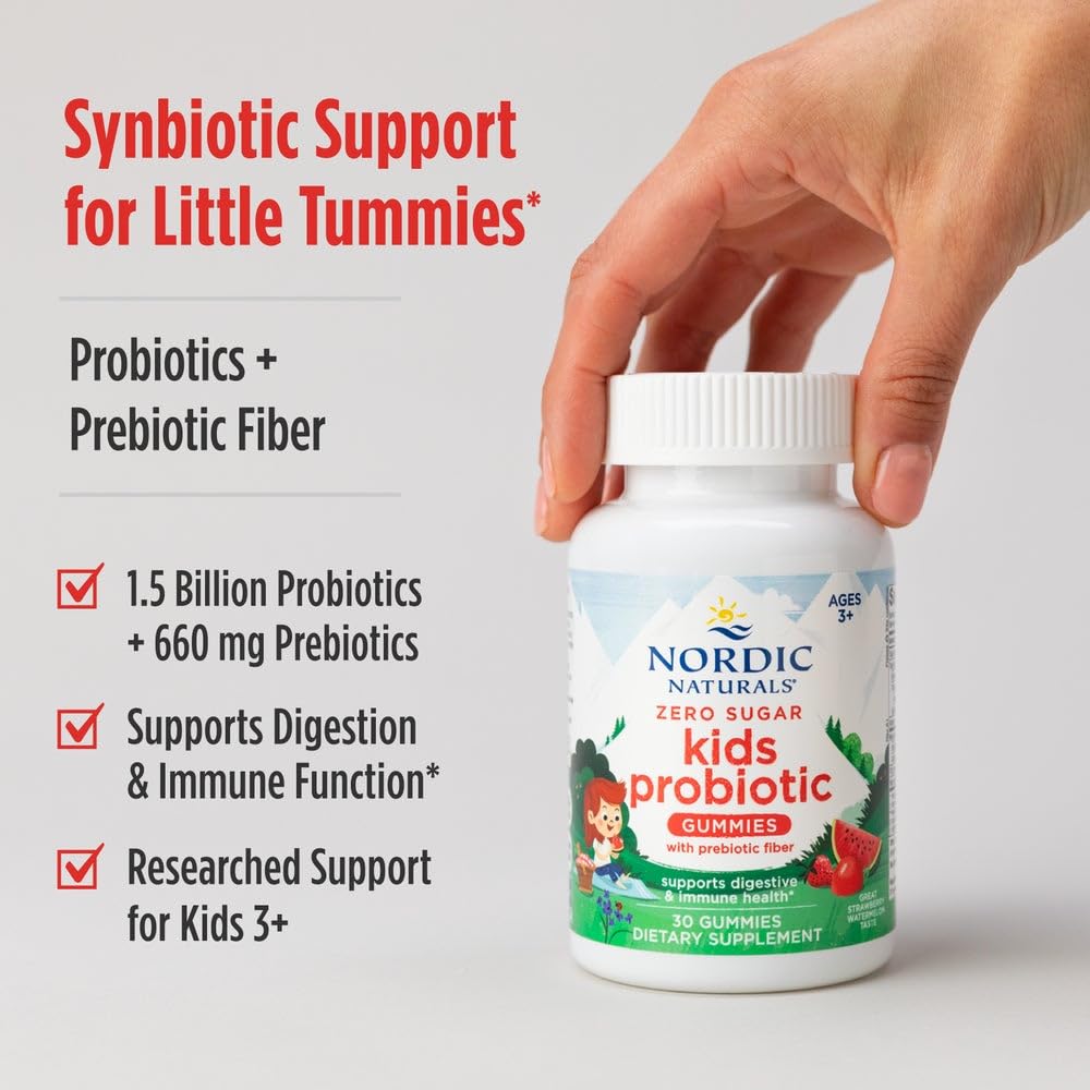 Nordic Naturals Vegan Probiotic Gummies Bundle - Zero Sugar Kids Probiotic Gummies - Strawberry Watermelon Flavor - 30 Gummies, Zero Sugar Probiotic Gummies - Strawberry Watermelon Flavor - 40 Gummies Nordic Naturals Au supplements