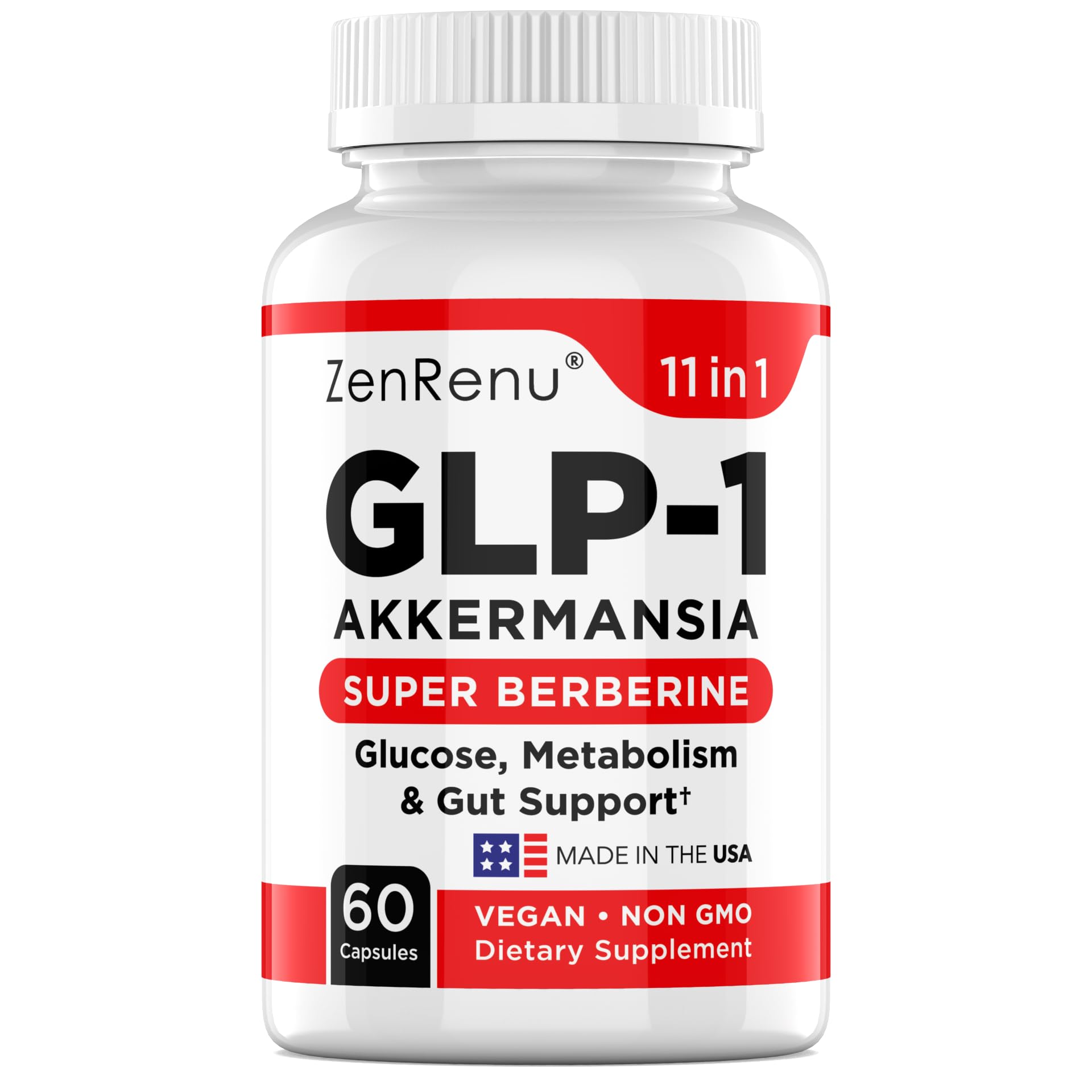 Zenrenu GLP-1 Supplement for Women - Natural Metabolism, Appetite & Craving Support – Super Berberine, Cinnamon,Akkermansia Probiotic,11-in-1 Gut Support - GLP Activate -60 Vegan Caps Zenrenu Au supplements