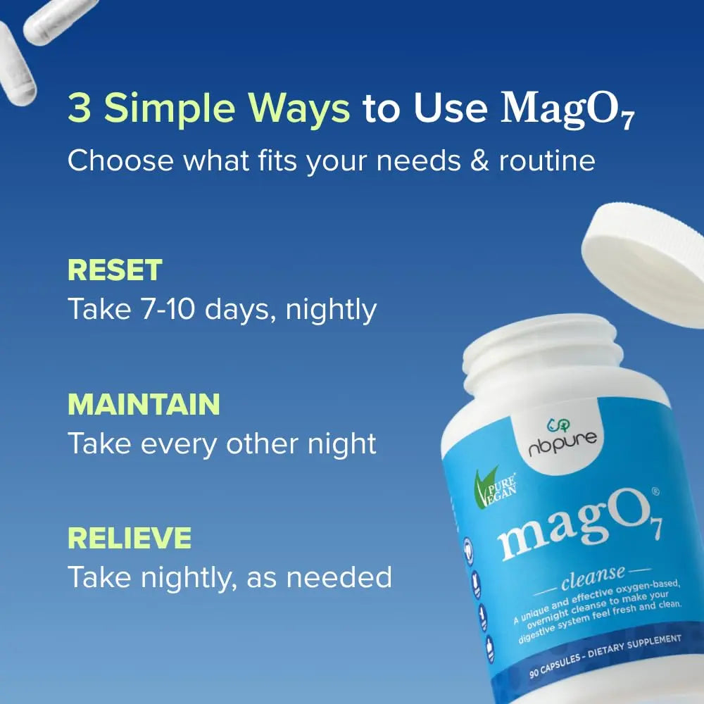 nbpure MagO7 - Natural Colon Cleanse & Detox Powder - Occasional Constipation Relief, Stool Softener, & Bloating Support for Men & Women - Ozonated Magnesium Oxide, 150 Gram nbpure Au supplements