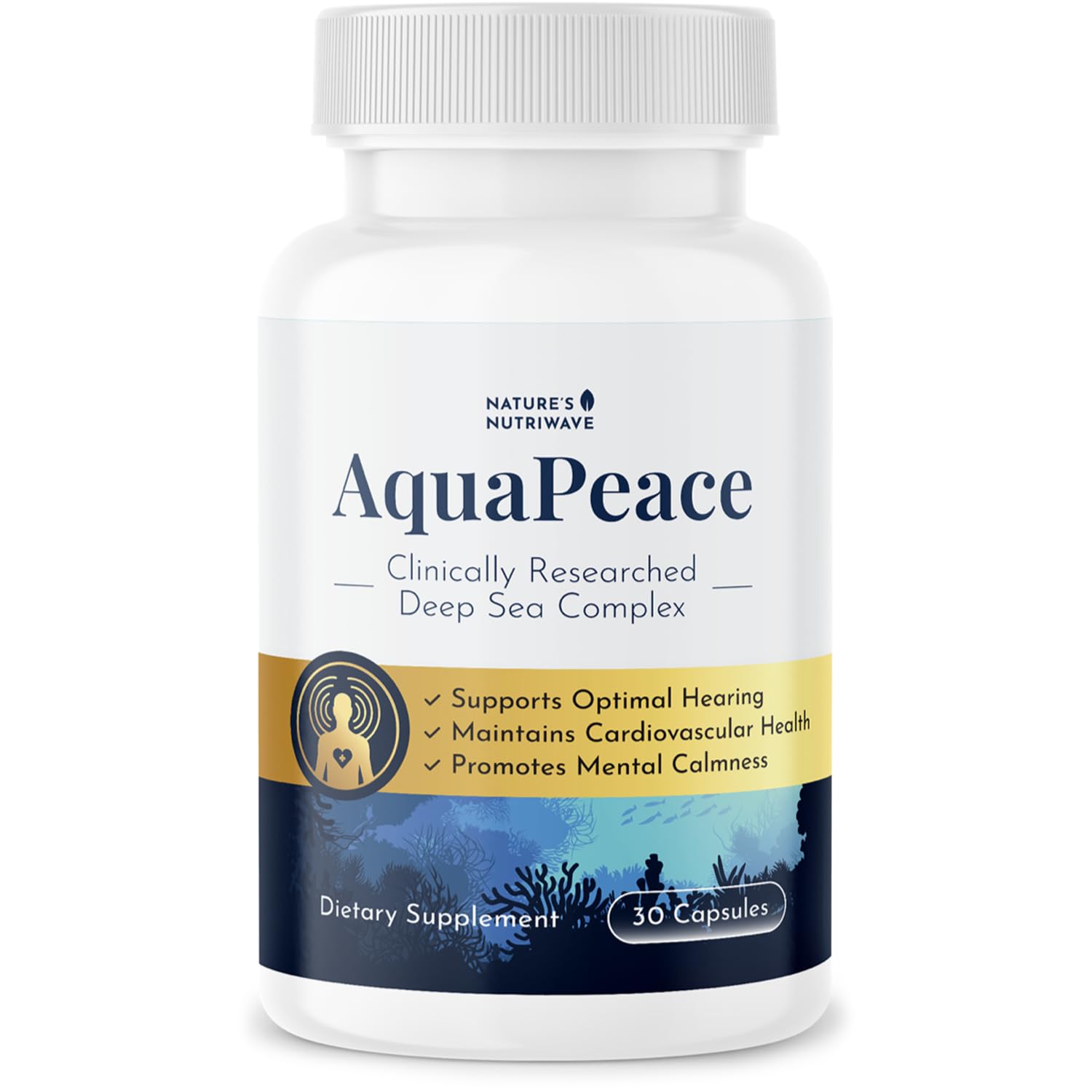 Nature’s NutriWave AquaPeace – Aqua Peace Caps Daily Marine-Based Supplement with Seaweed & Algae Extracts – Clean, Stimulant-Free Formula – Non-GMO, Made in USA - 30 Capsules, 1 Month Supply Nature’s NutriWave Au supplements