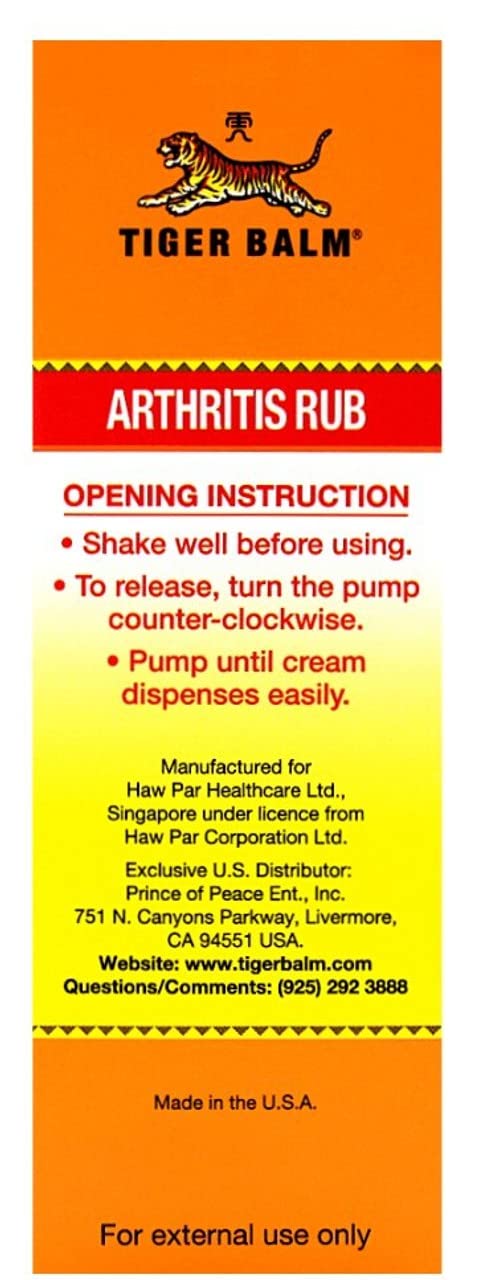 Tiger Balm Arthritis Rub, 4 oz. – Sore Muscle and Joint Relief Cream – for Use with Rheumatoid Arthritis and Carpal Tunnel – Effective Muscle Relief Rub - 2 Pack Tiger Balm Au supplements