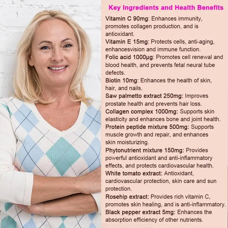 EGUOO Women’s Multivitamin 90 Capsules - Vitamin C, E, Biotin & Folic Acid for Energy, Immune Support, Brain, Heart, Eye & Bone Health EGUOO Au supplements