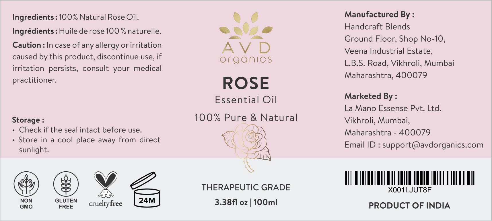 AVD Organics Rose Essential Oil for Diffuser - Premium Quality Therapeutic Grade Rose Oil AVD ORGANICS Au supplements