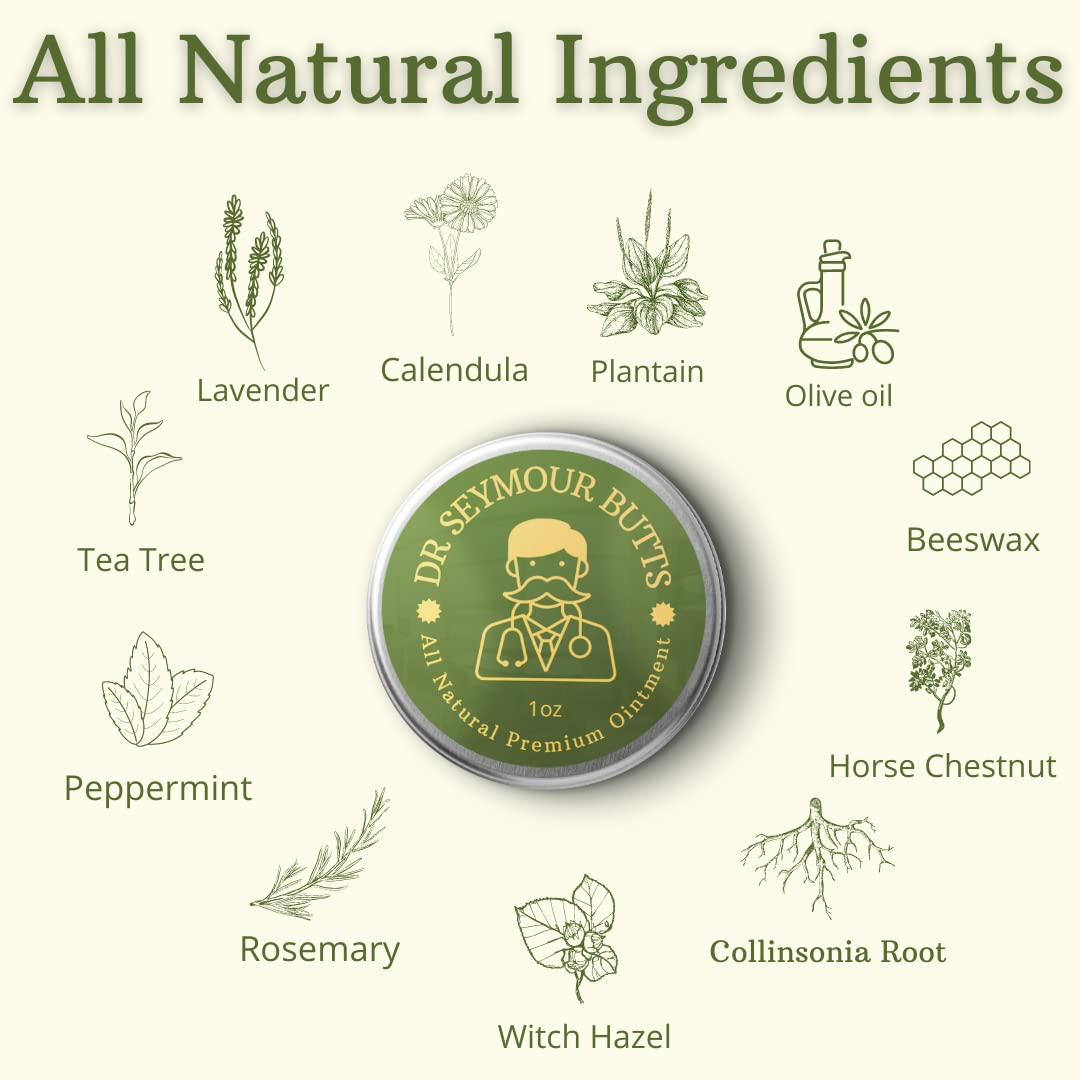 Dr. Seymour Butts All-Natural Hemorrhoid Care Cream – with 10 Botanicals Including Witch Hazel, Calendula & Horse Chestnut – Soothing Relief for Burning, Itching & Irritation. Dr. Seymour Butts Au supplements