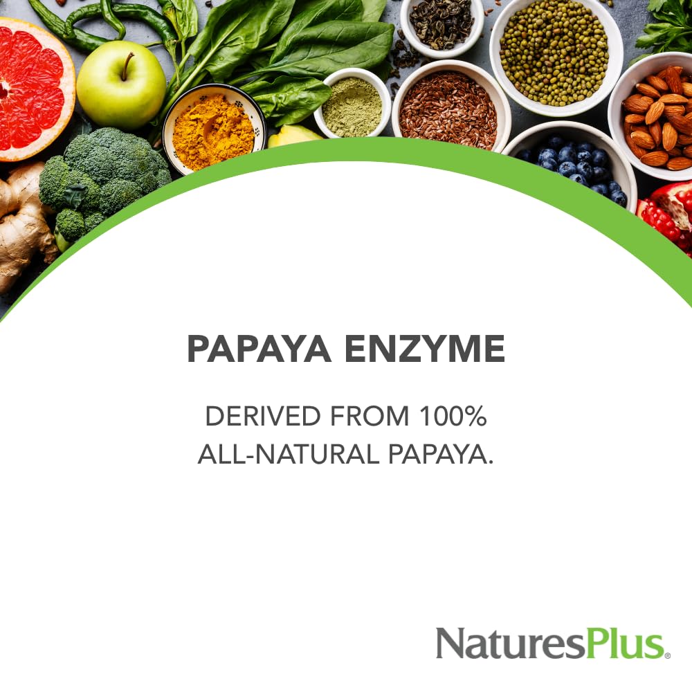 NaturesPlus Papaya Enzyme - 180 Chewable Tablets - Digestive Aid Supplement with Amylase & Protease - Helps Reduce Gas, Bloating, Stomach Upset & Discomfort - Vegan, Gluten Free - 180 Servings NaturesPlus Au supplements