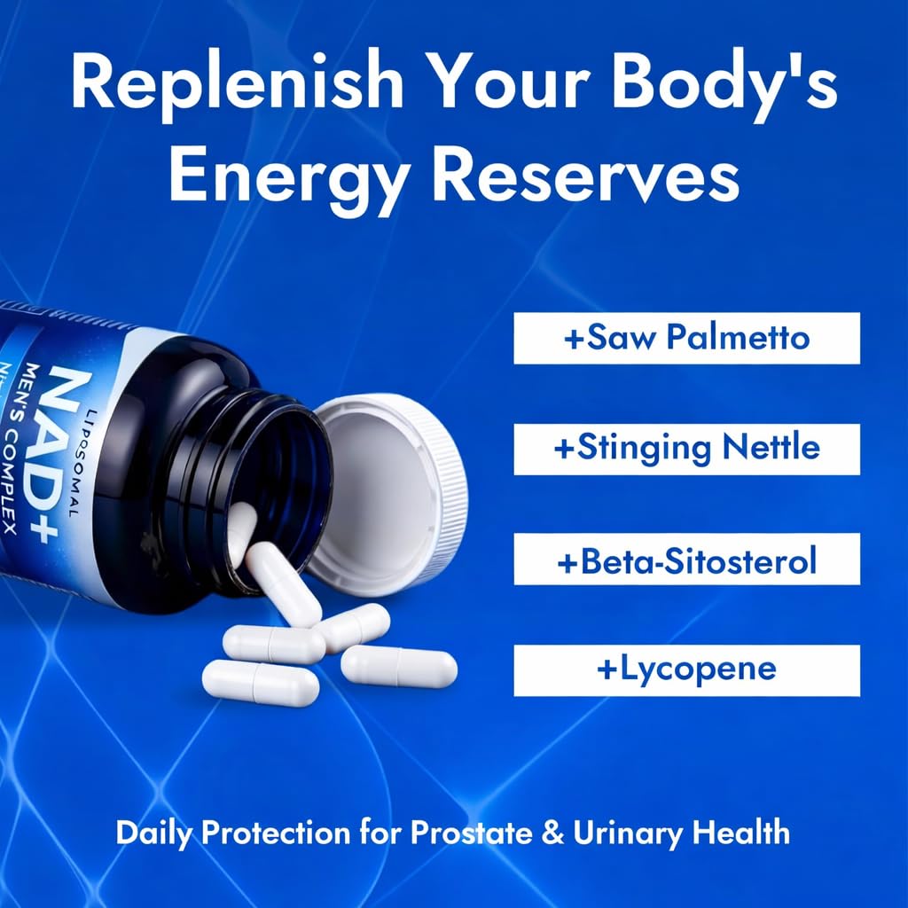 Aureph Vantique Men's NAD+ Supplement with Resveratrol, CoQ10, L-Citrulline & Lycopene - Nitric Oxide Support, Prostate Care, Anti-Aging, Stamina & Cellular Energy Boost 60 Capsules Aureph Au supplements