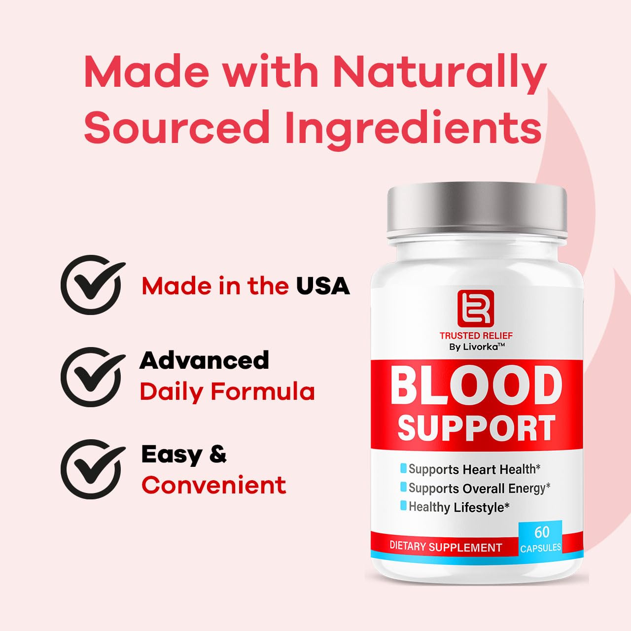 Trusted Relief Blood Support Capsules - Official TrustedRelief Blood Support Vitamin Pills, Natural Trusted Relief Advanced Premium Formula Wellness & Overal Health, 60 Capsules for 1 Month LIVORKA Au supplements