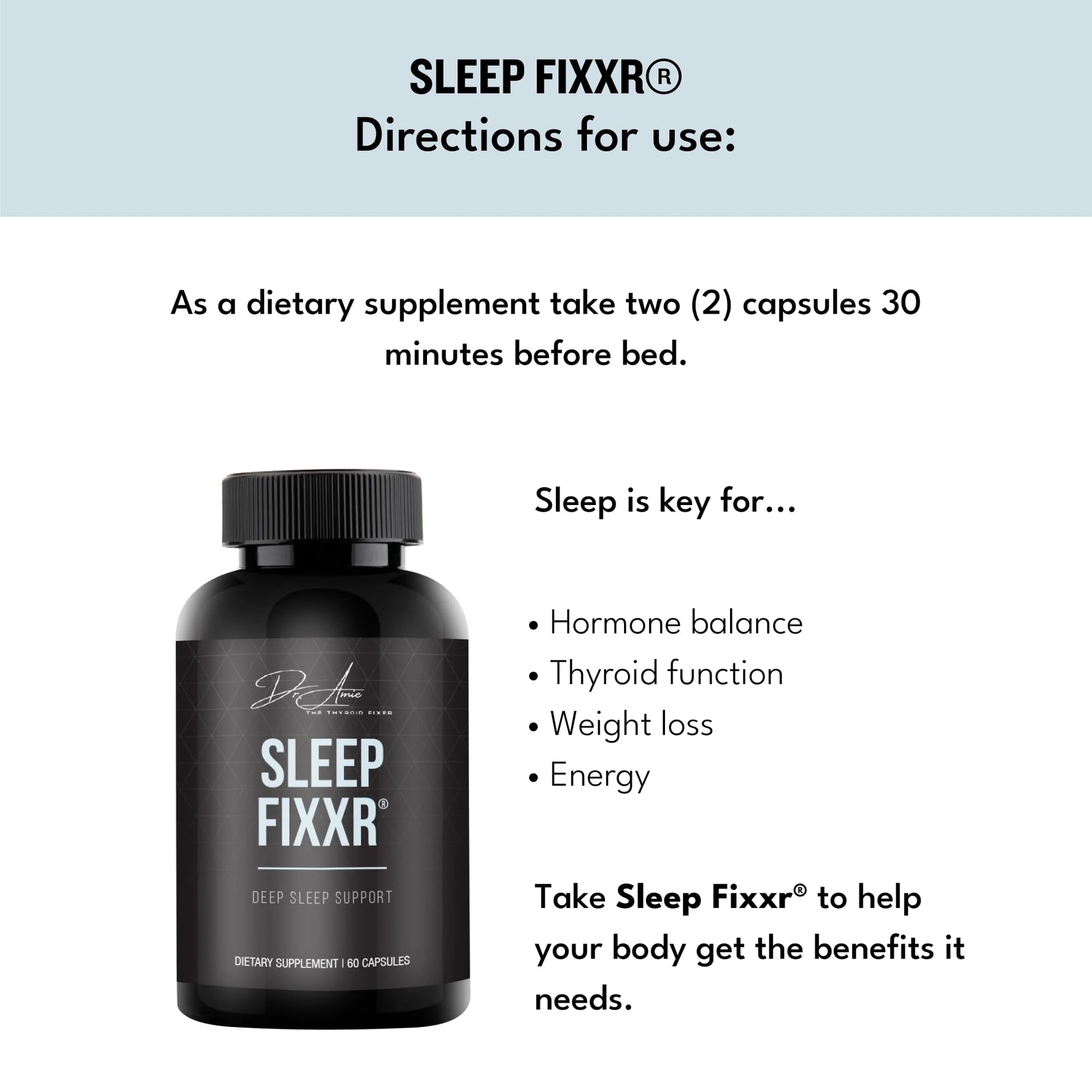 Fixxr Sleep Support by Dr. Amie | with Melatonin, Inositol, and Magnesium | 30 Day Supply, 60 Capsules Fixxr Au supplements