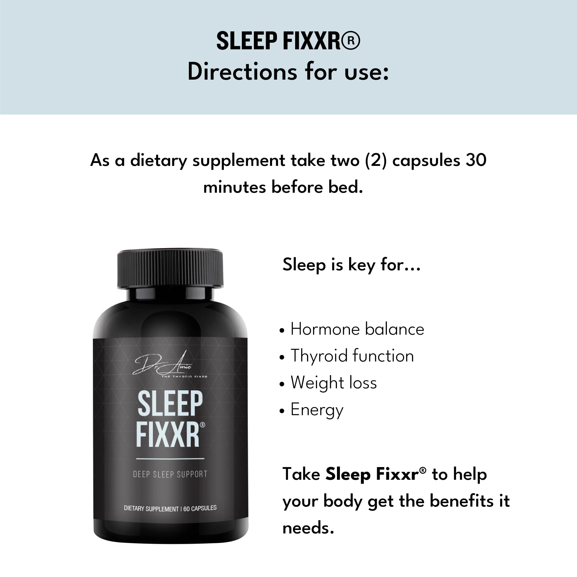 Fixxr Sleep Support by Dr. Amie | with Melatonin, Inositol, and Magnesium | 30 Day Supply, 60 Capsules Fixxr Au supplements