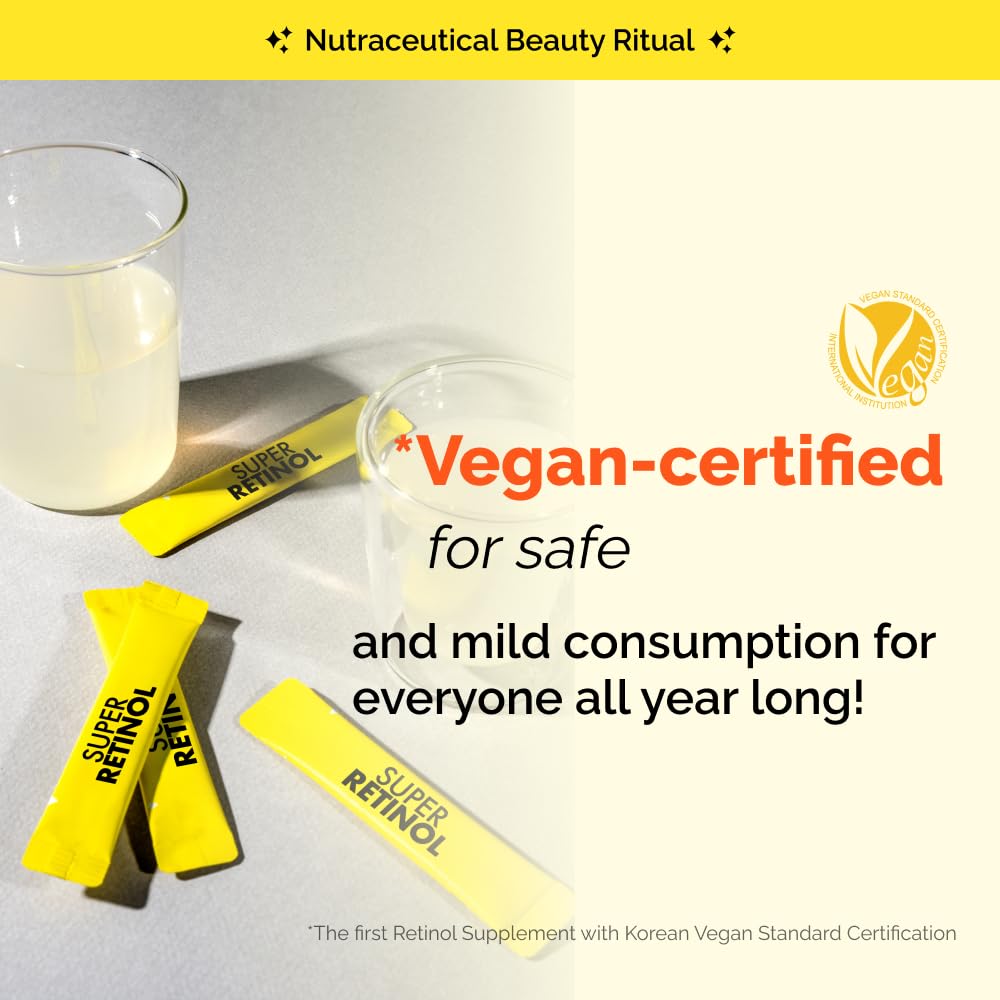 VITALBEAUTIE Super Retinol - Ingestible Liposomal Retinol & Vitamin C 1000mg Powder - Vegan K-Beauty Skin Supplement for Radiant Glass Skin & Tone, Dark Spot Care, 30 Packets VITALBEAUTIE Au supplements