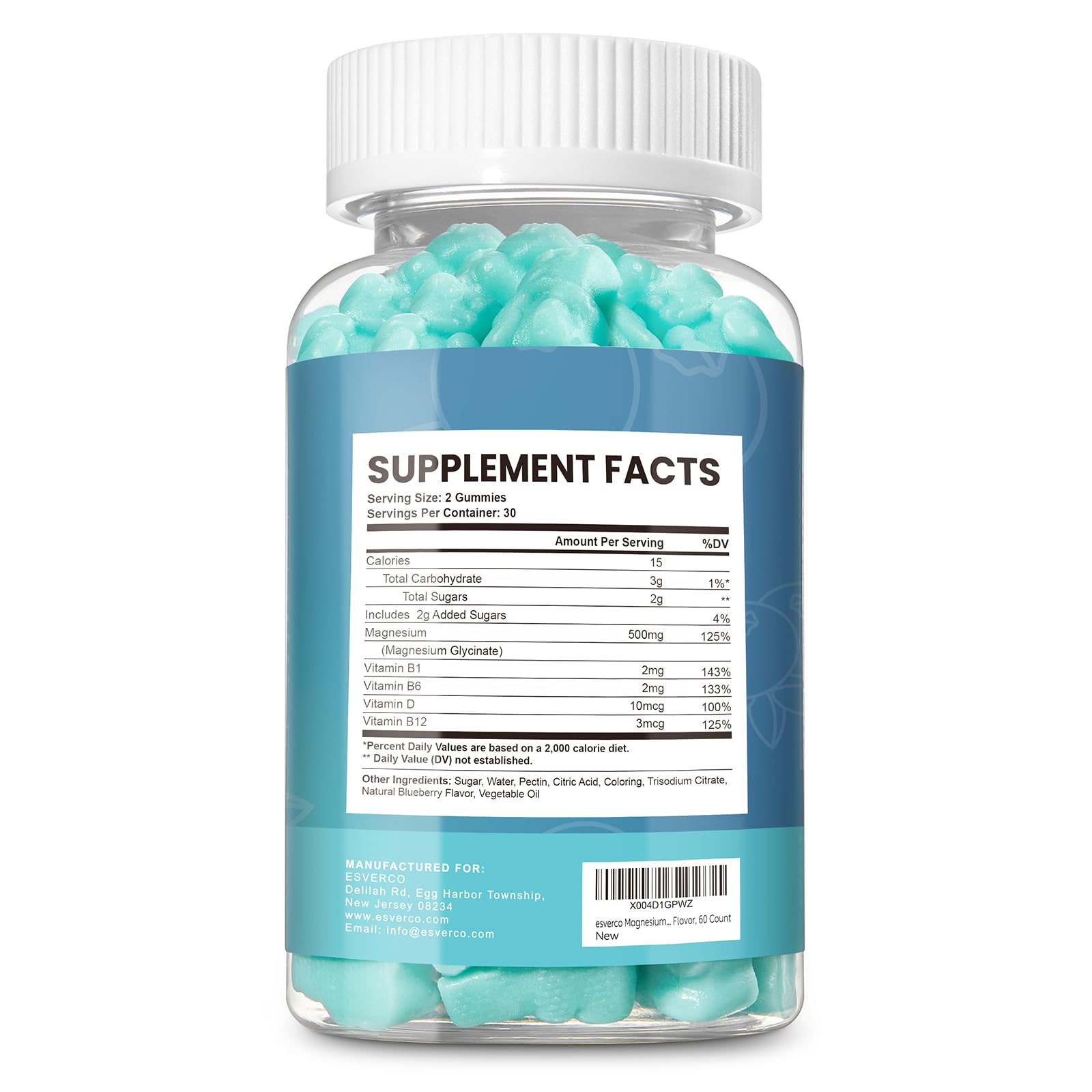 Esverco Magnesium Glycinate Gummies 500mg Sleep for Men & Women Vitamin C, Vegan Promotes Relaxation Muscle, Chewable Magnesium, No Melatonin, Non GMO, Natural Blueberry Flavor, 60 Count esverco Au supplements