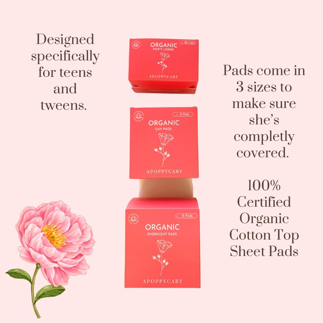 Organic 77 PC Period Kit Moon Box for Teens and Tweens - Organic Cotton Top Sheet Feminine Pads APOPPYCARY Au supplements