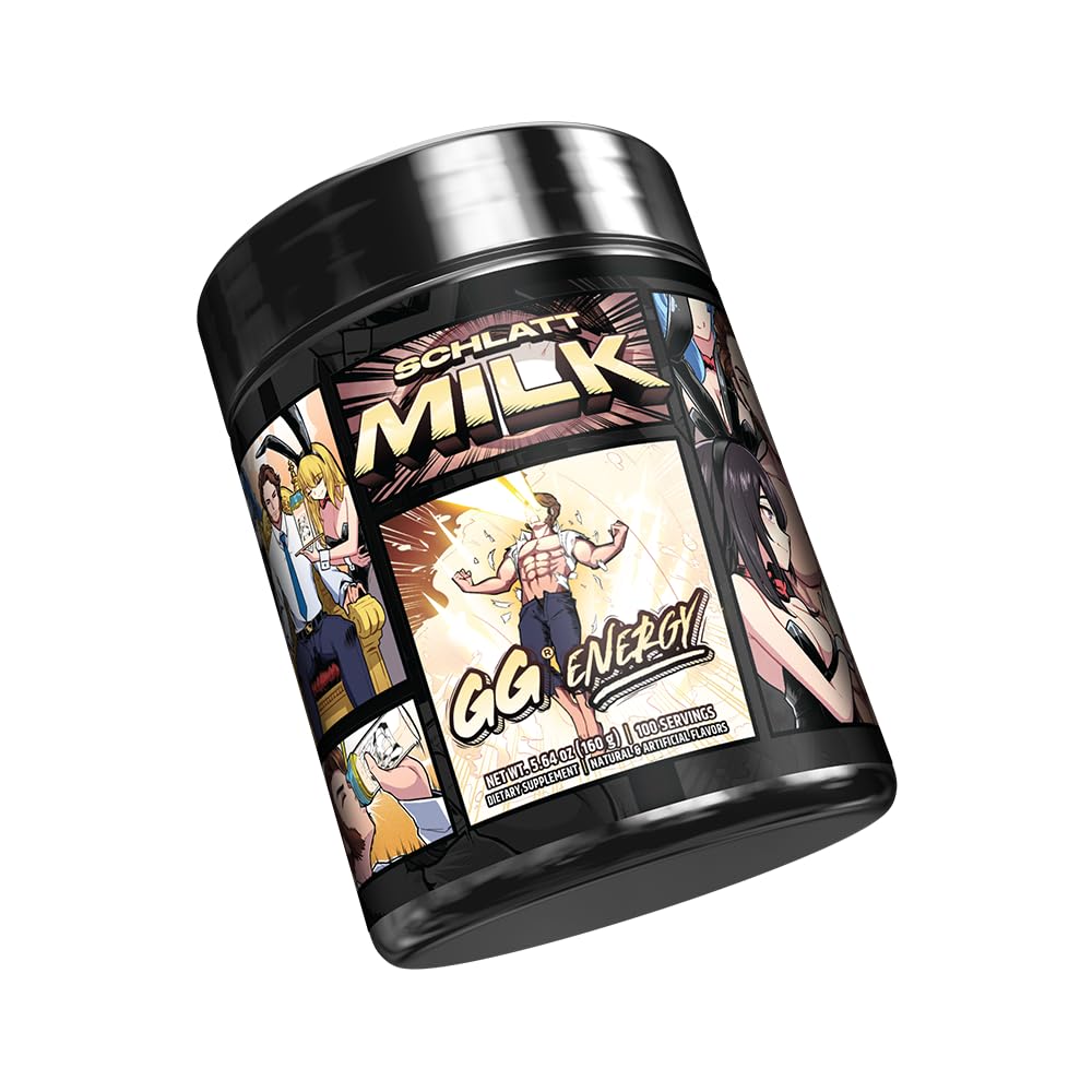 Gamer Supps GG Energy - Schlatt Milk by jschlatt (100 Servings) - Keto Friendly Gaming Energy and Nootropic Blend, Sugar Free + Organic Caffeine + Vitamins + Immune Support, Powder Drink Gamer Supps Au supplements