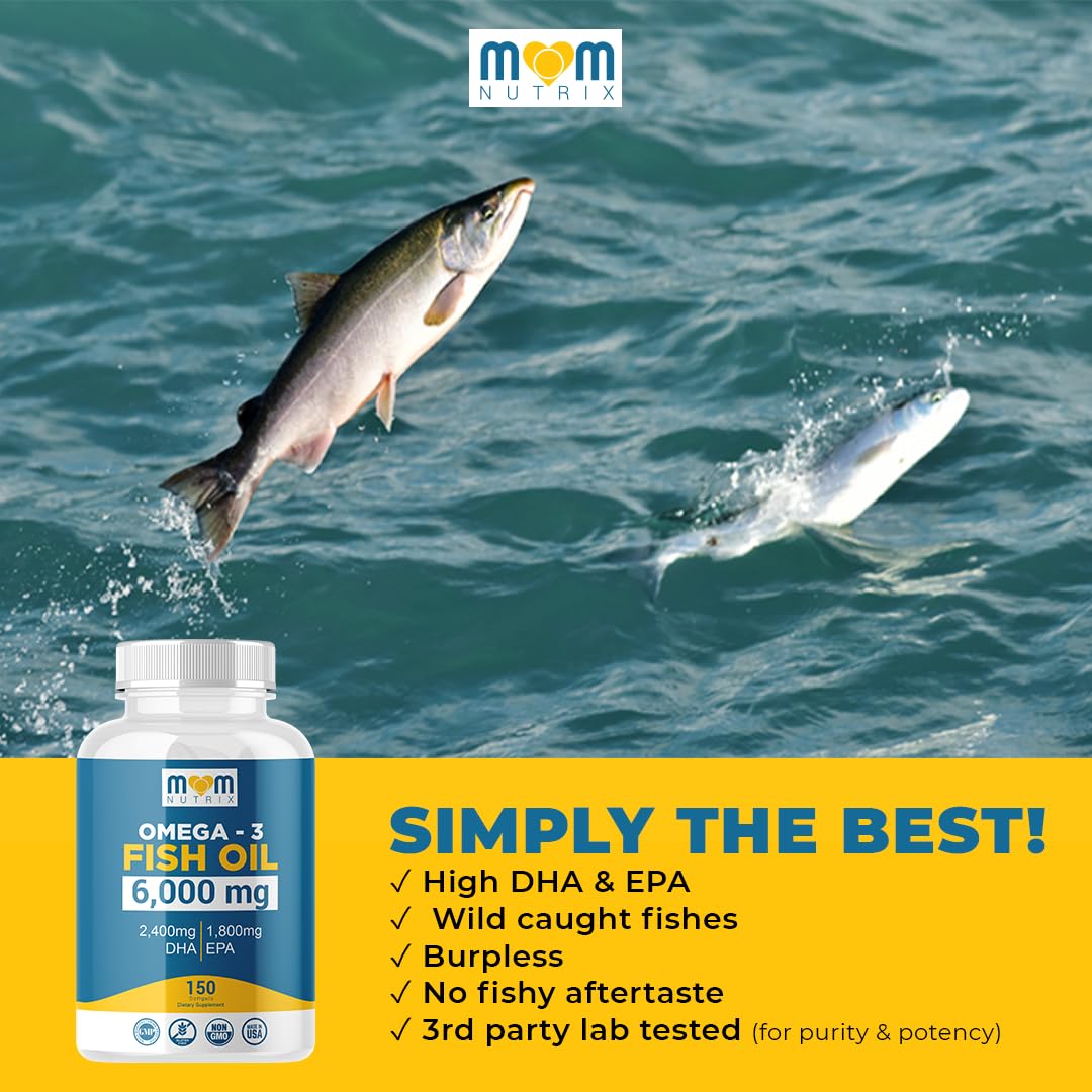 Omega 3 Fish Oil with Maximum EPA DHA - Supports Brain, Liver, Heart & Immunity - Made in The USA - 150 Softgels MOM NUTRIX Au supplements